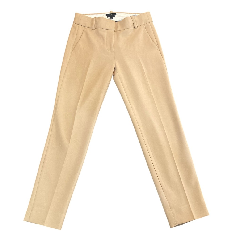 J Crew 365 Cameron Slim Fit Pants Women Size 0 Camel Tan Professional Trousers
